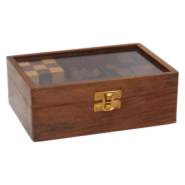 Premier Housewares Churchill Games Sheesham Wood 6 Piece 3D Puzzle Set