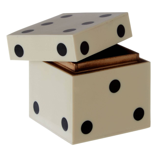 Premier Housewares Churchill Games White And Black Dice Box With 5 Dice