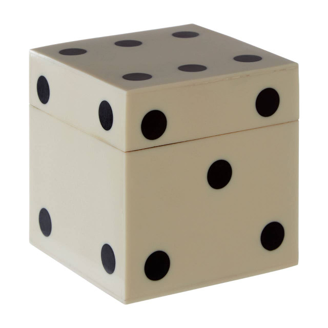 premier housewares Churchill Games White and Black Dice Box with 5 Dice