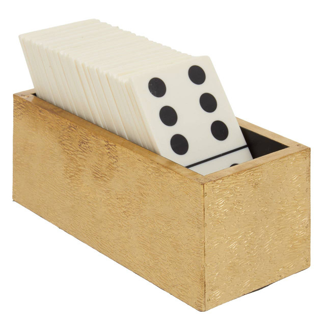 Premier Housewares Churchill Games White And Gold Domino Set With White Dominoes