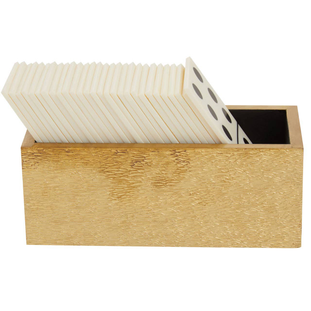 Premier Housewares Churchill Games White And Gold Domino Set With White Dominoes
