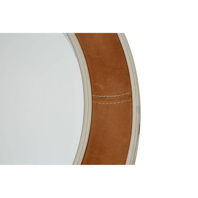 Premier Housewares Churchill Tan Genuine Leather Round Wall Mirror
