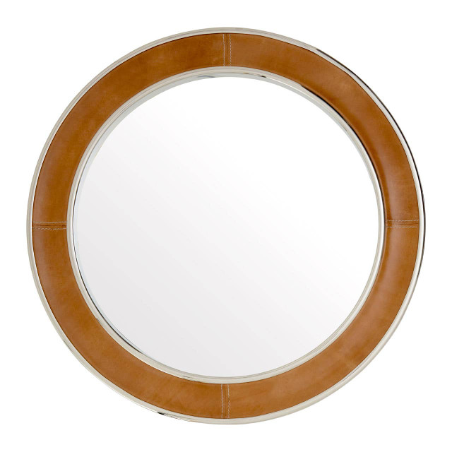 premier housewares Churchill Tan Genuine Leather Wall Mirror