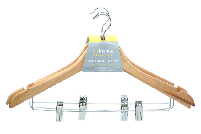 Premier Housewares Cintre Set Of Wooden Hangers With Trouser Clips