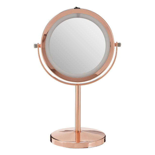 Premier Housewares Clara Rose Gold LED Table Mirror