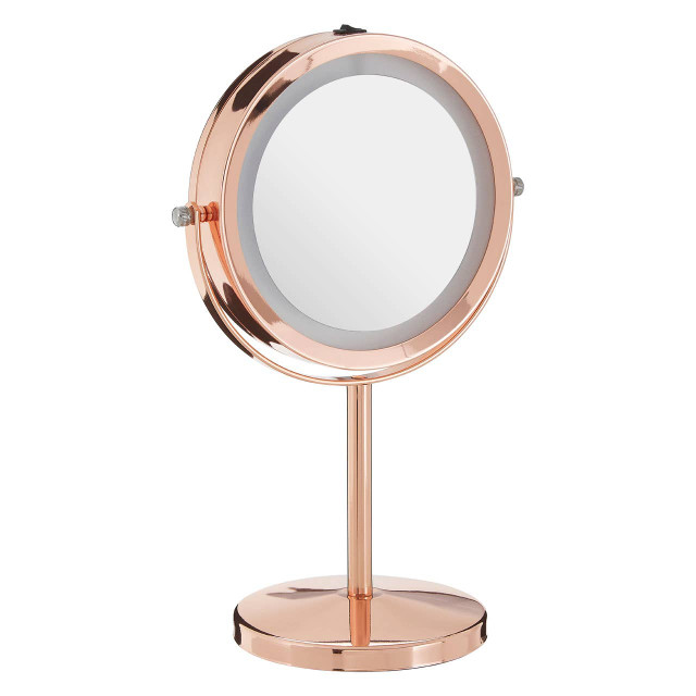 Premier Housewares Clara Rose Gold LED Table Mirror