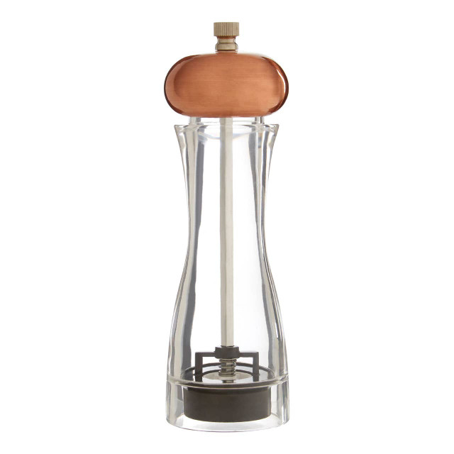Premier Housewares Cody Clear Small Salt Or Pepper Mill With Copper Top