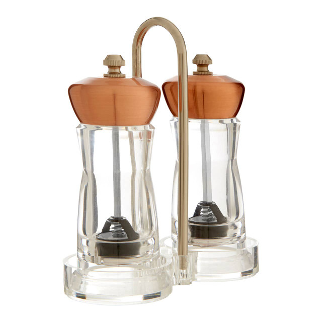 Premier Housewares Cody Copper Salt And Pepper Mill Set On Stand