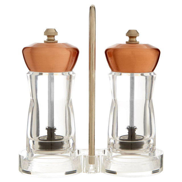 premier housewares Cody Copper Salt And Pepper Mill Set On Stand