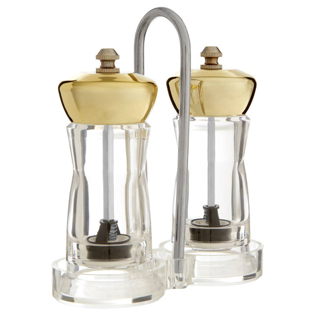 Premier Housewares Cody Gold Salt And Pepper Mill Set On Stand