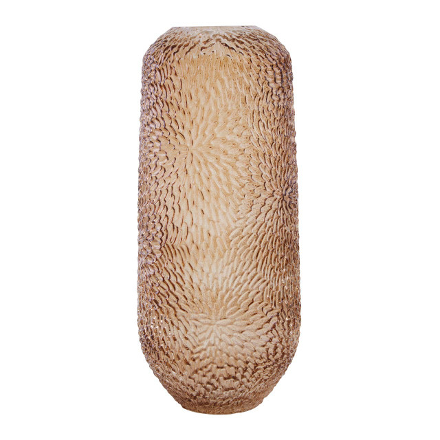 premier housewares Colbie Large Embossed Amber Glass Vase