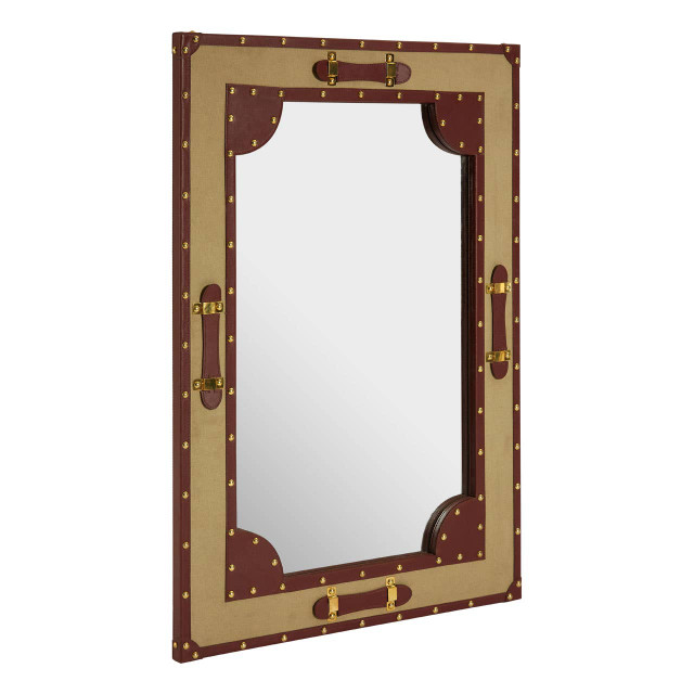Premier Housewares Columbus Canvas And Leather Trim Wall Mirror
