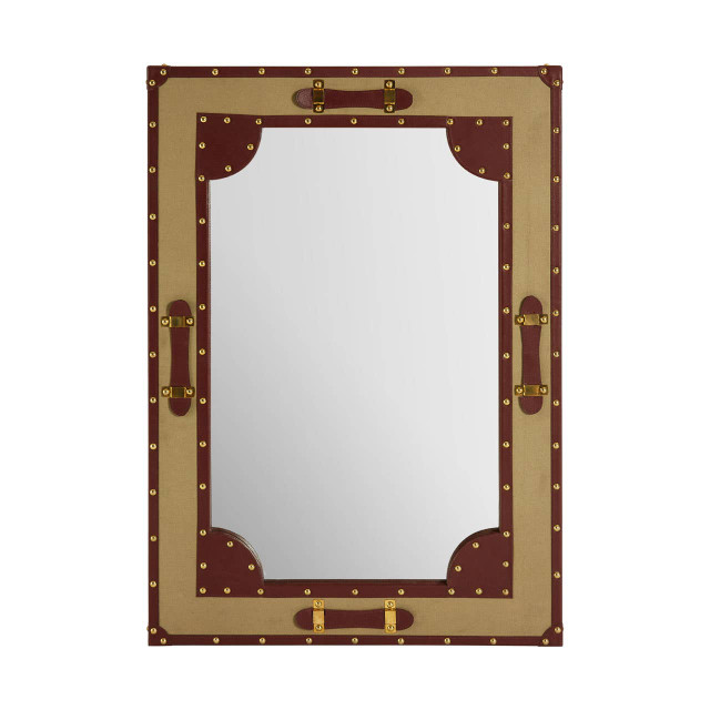 premier housewares Columbus Canvas And Leather Trim Wall Mirror