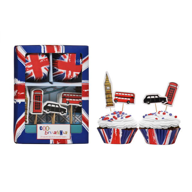 Premier Housewares Cool Britannia Cupcake Cases And Toppers Set