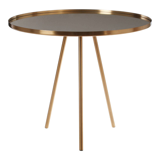 Premier Housewares Corra Gold Finish Mirrored Top Side Table