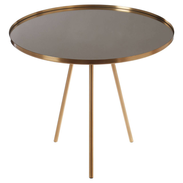 Premier Housewares Corra Gold Finish Mirrored Top Side Table