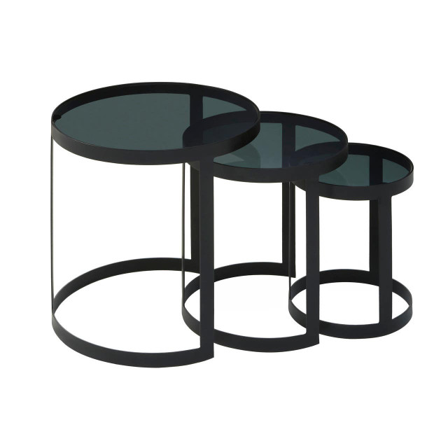 Premier Housewares Corra Set Of Three Black Nesting Tables
