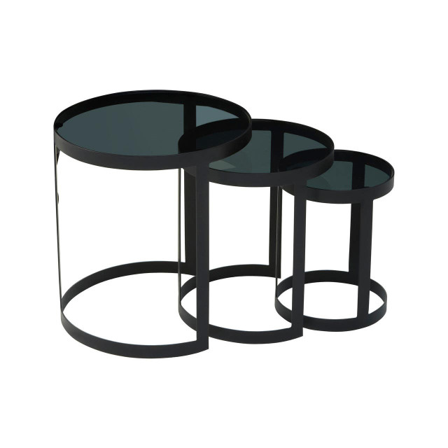 Premier Housewares Corra Set Of Three Black Nesting Tables