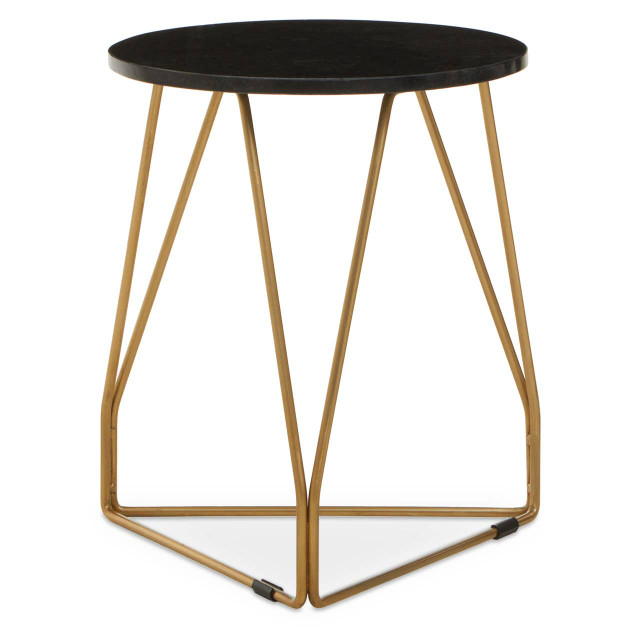 Premier Housewares Corra Side Table With Black Marble Top
