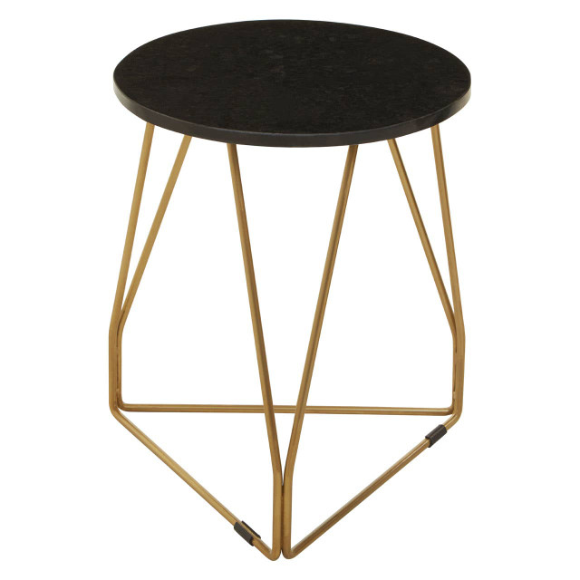 Premier Housewares Corra Side Table With Black Marble Top