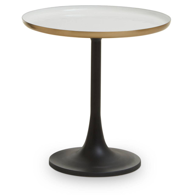 Premier Housewares Corra White Marble Side Table With Column Base