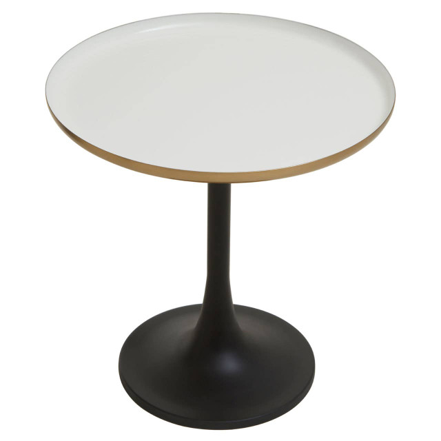 Premier Housewares Corra White Marble Side Table With Column Base