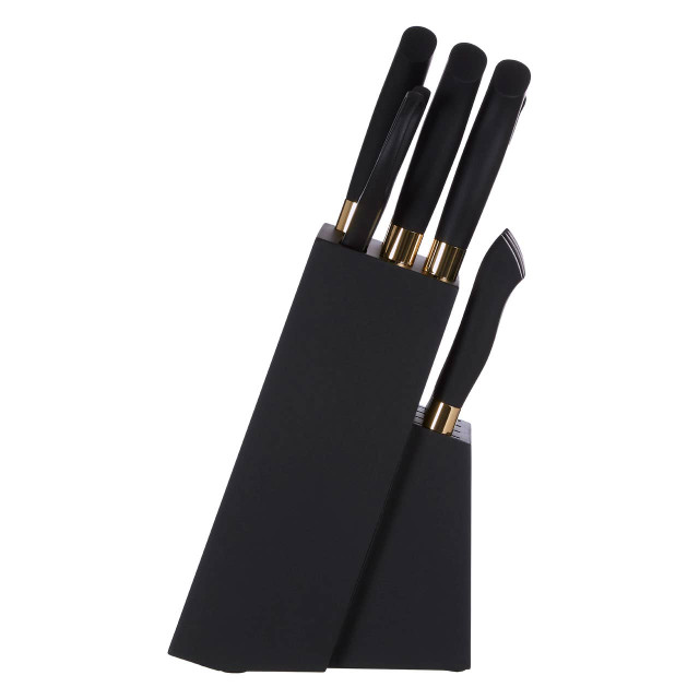 premier housewares Corsico 11 Piece Black and Gold Knife Set with Block