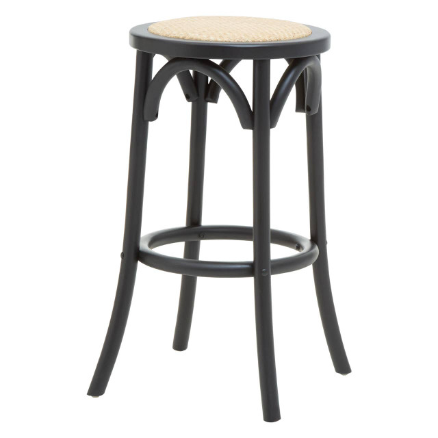Premier Housewares Corso Black And Natural Rattan Stool