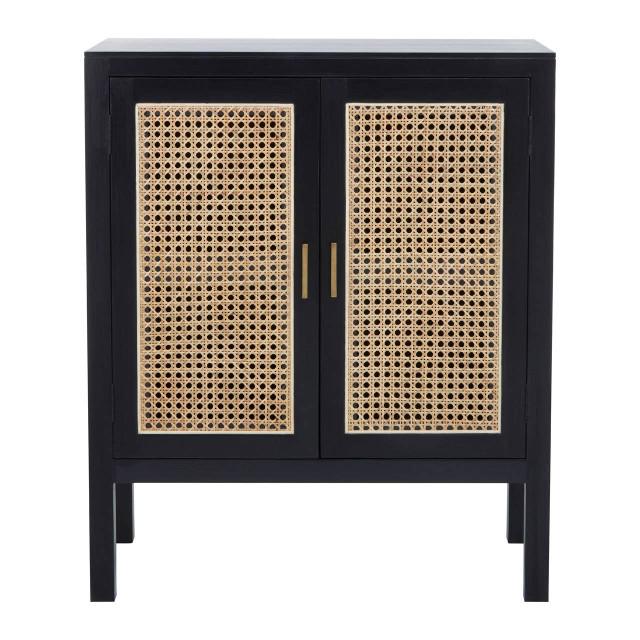 premier housewares Corso Black Sideboard with Two Rattan Doors