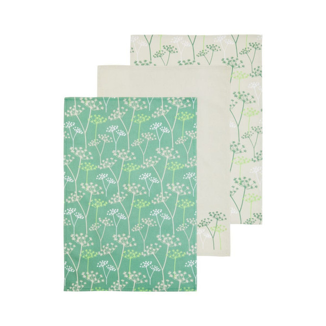 Premier Housewares Cow Parsley Set Of Three Tea Towels