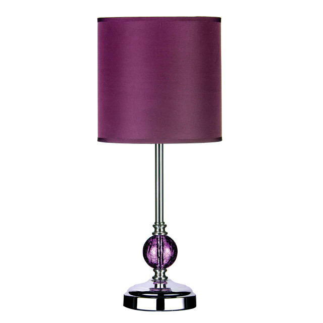Premier Housewares Crackle Glass Purple Shade Table Lamp