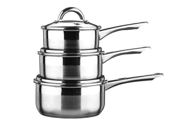 Premier Housewares Crosse Set Of 3 Stainless Steel Saucepan With Lids