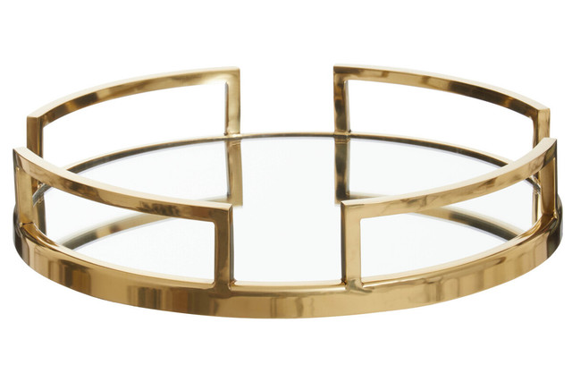 Premier Housewares Cruzar Gold Finish Mirrored Tray