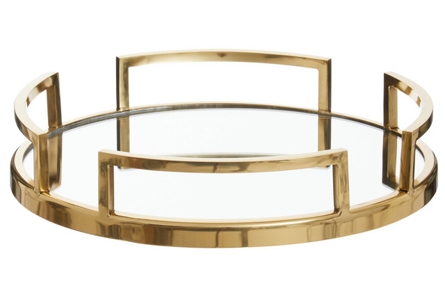 Premier Housewares Cruzar Gold Finish Mirrored Tray
