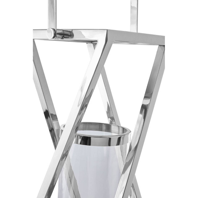 Premier Housewares Cruzar Large Silver Criss Cross Lantern