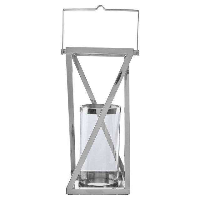 premier housewares Cruzar Large Silver Criss Cross Lantern