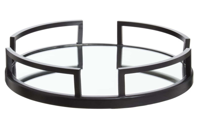 Premier Housewares Cruzar Matte Black Mirrored Tray