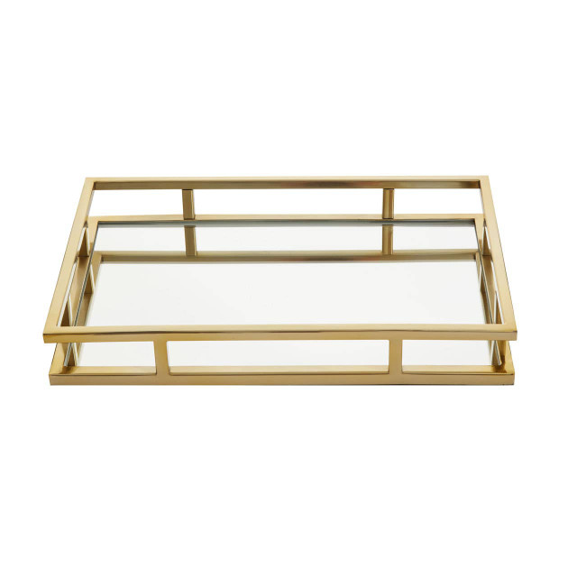 Premier Housewares Cruzar Rectangular Gold Finish Tray