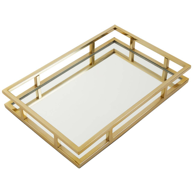 Premier Housewares Cruzar Rectangular Gold Finish Tray