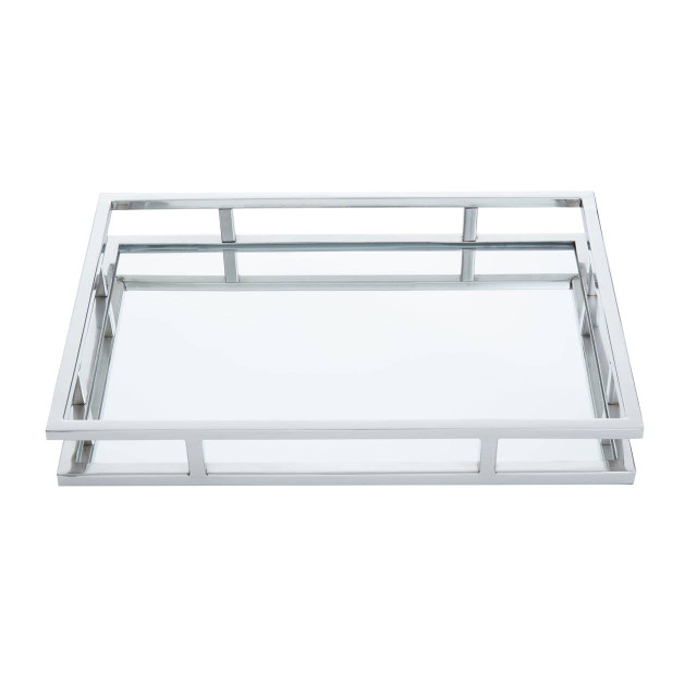 premier housewares Cruzar Rectangular Silver Finish Tray