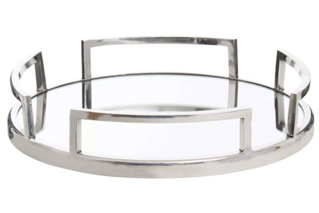 Premier Housewares Cruzar Silver Finish Mirrored Tray