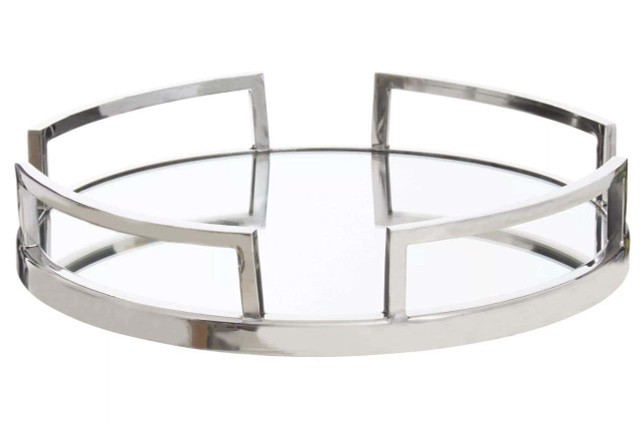 Premier Housewares Cruzar Silver Finish Mirrored Tray