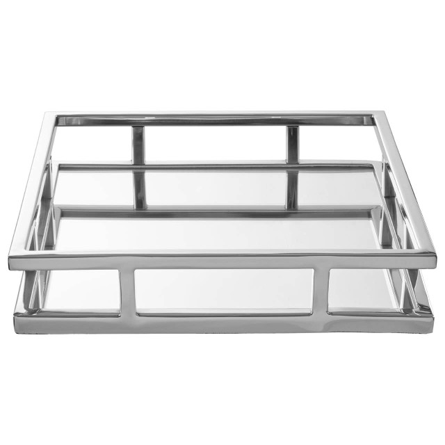 Premier Housewares Cruzar Square Mirrored Silver Tray