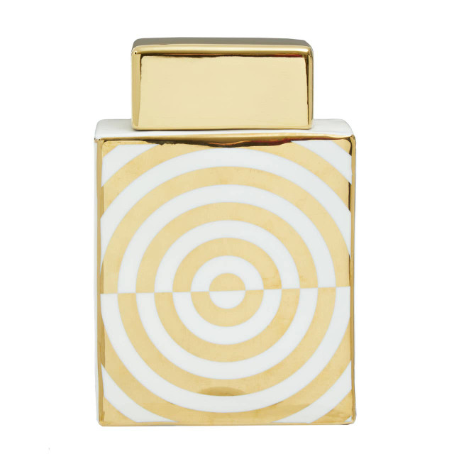 Premier Housewares Curva Gold And White Ceramic Jar