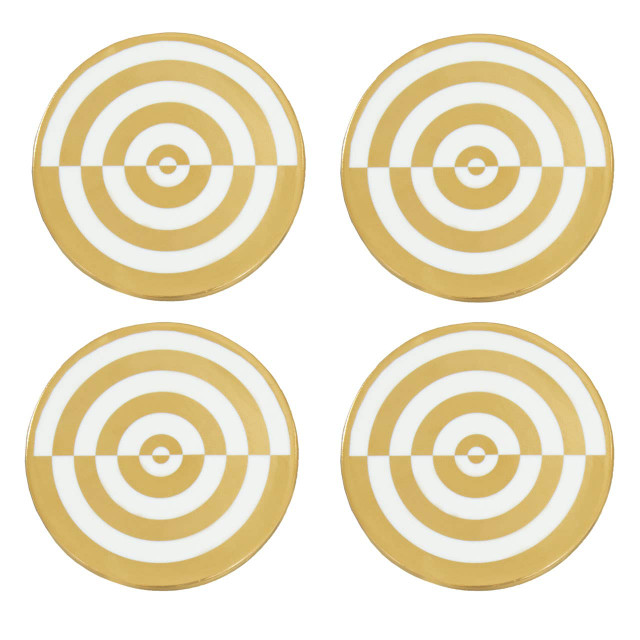 Premier Housewares Curva Gold And White Set Of Four Coasters