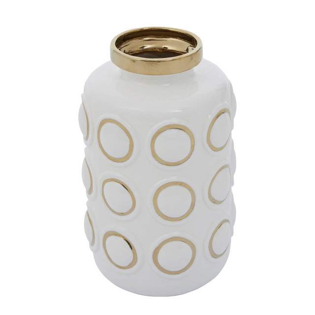 Premier Housewares Curva Large White And Gold Ceramic Vase