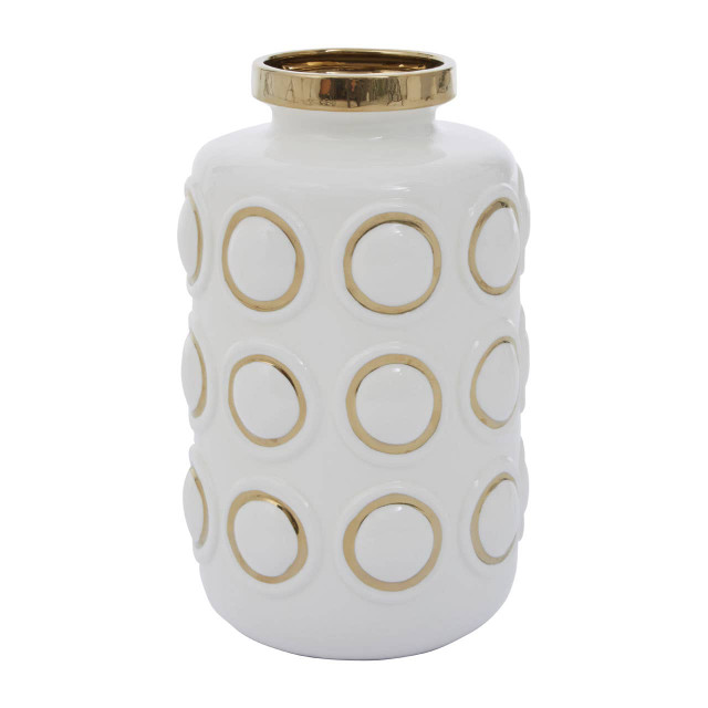 premier housewares Curva Large White and Gold Ceramic Vase