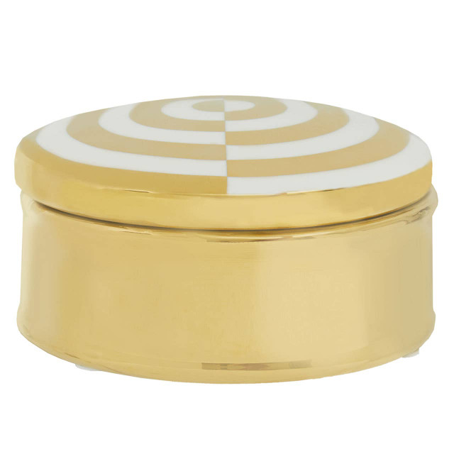 premier housewares Curva Round Gold and White Trinket Box