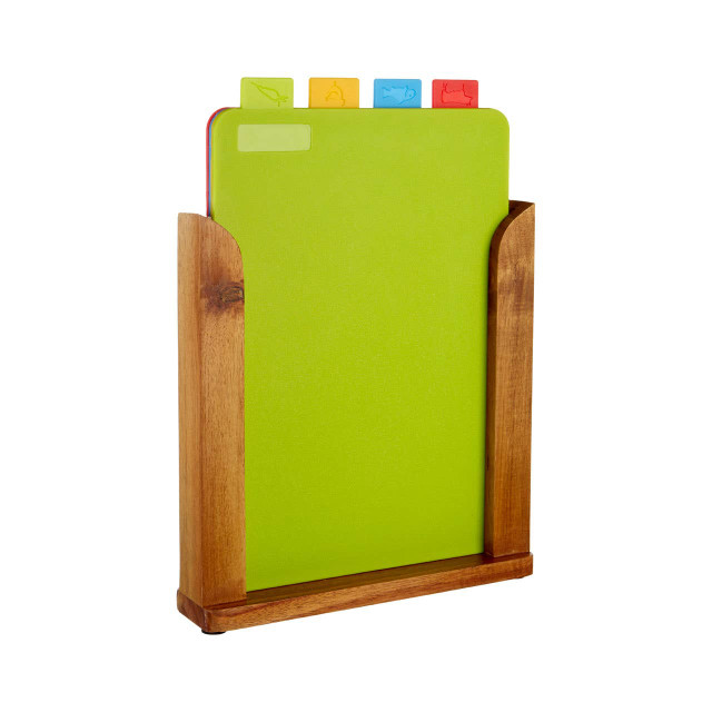 Premier Housewares Dahra Set Of 4 Colourful Chopping Boards With Stand