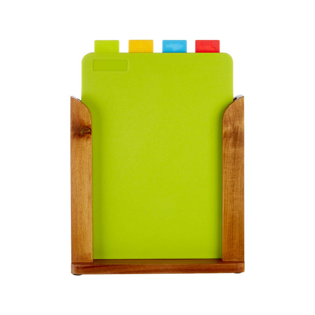 premier housewares Dahra Set of 4 Colourful Chopping Boards with Stand